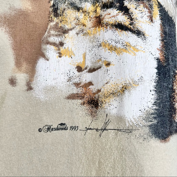 VINTAGE HAZELWOODS 1993 GRAPHIC CAT TEE SHORT SLEEVE 100% COTTON CHATEAU, MO - Picture 7 of 10